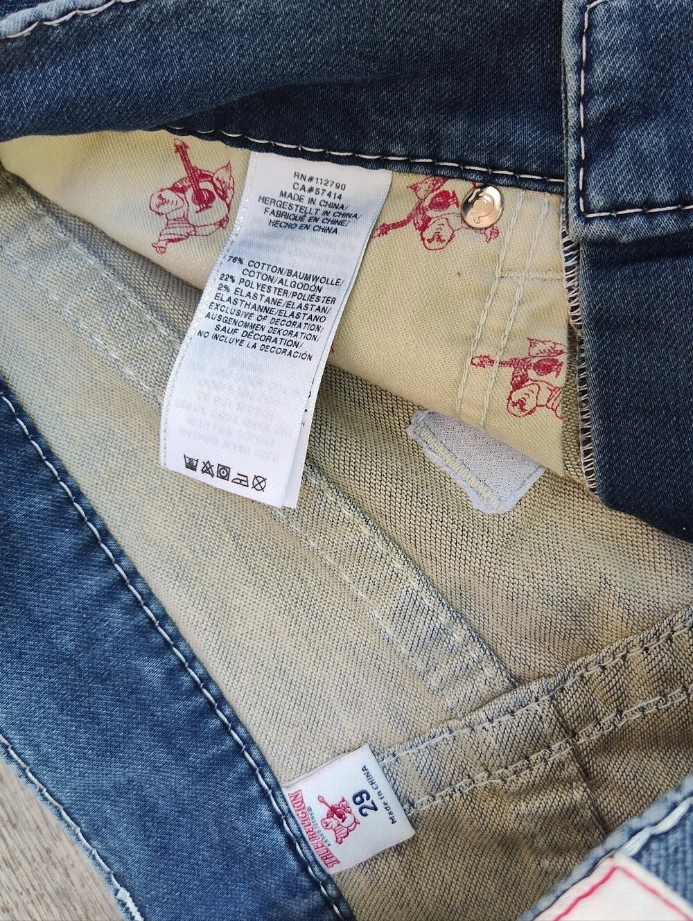 VINTAGE True Religion Slim Jeans Men Sz 29 White Stitched Denim Jeans Y2K